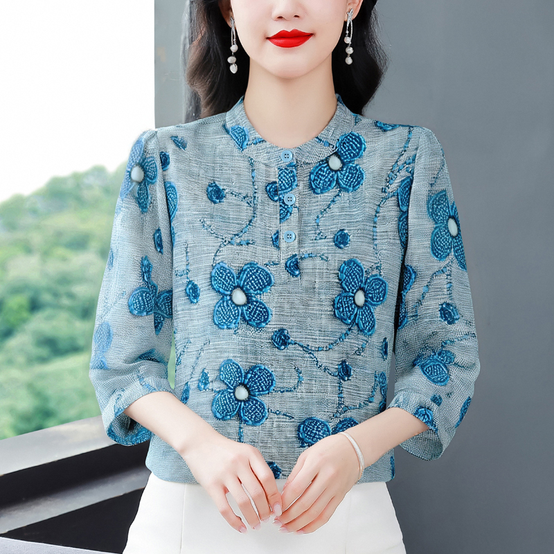 2026夏季新款氣質優雅時尚減齡寬松顯瘦輕薄透氣中袖女裝上衣