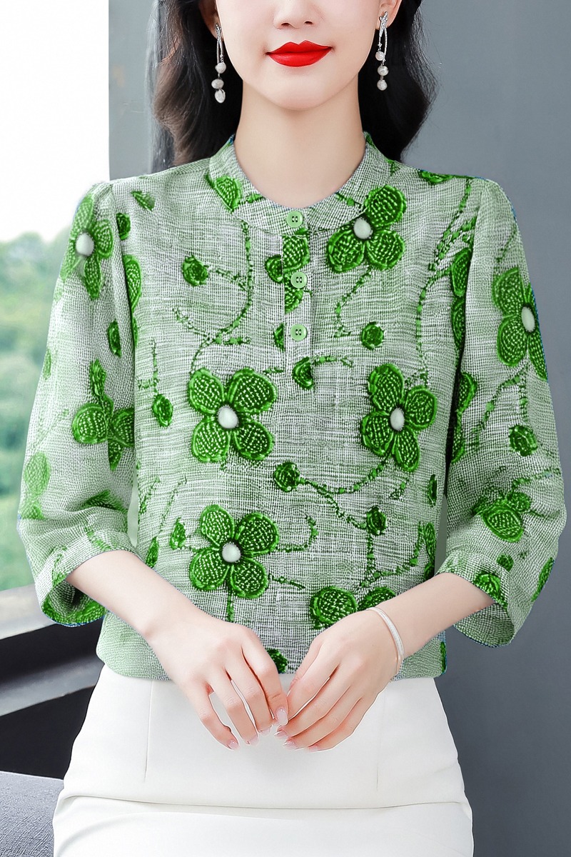 2026夏季新款氣質優雅時尚減齡寬松顯瘦輕薄透氣中袖女裝上衣