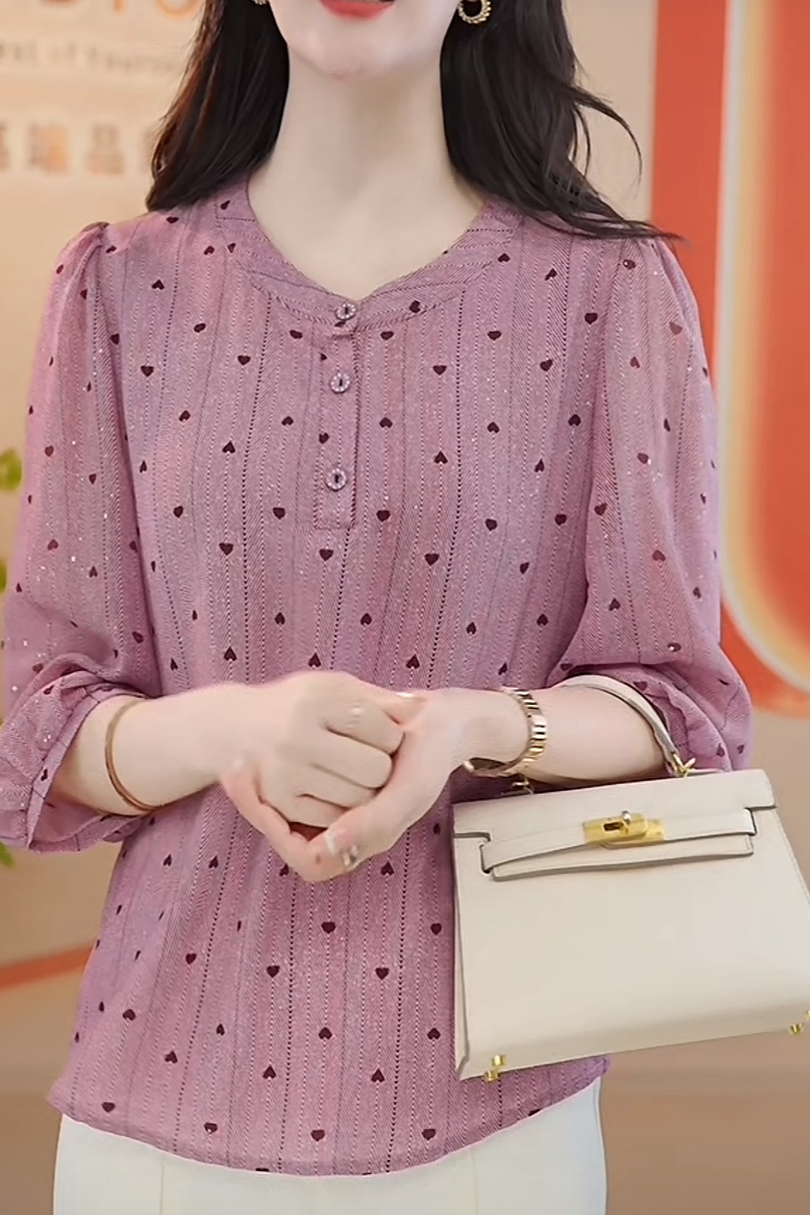 2026夏季新款氣質優雅時尚減齡寬松顯瘦輕薄透氣中袖女裝上衣