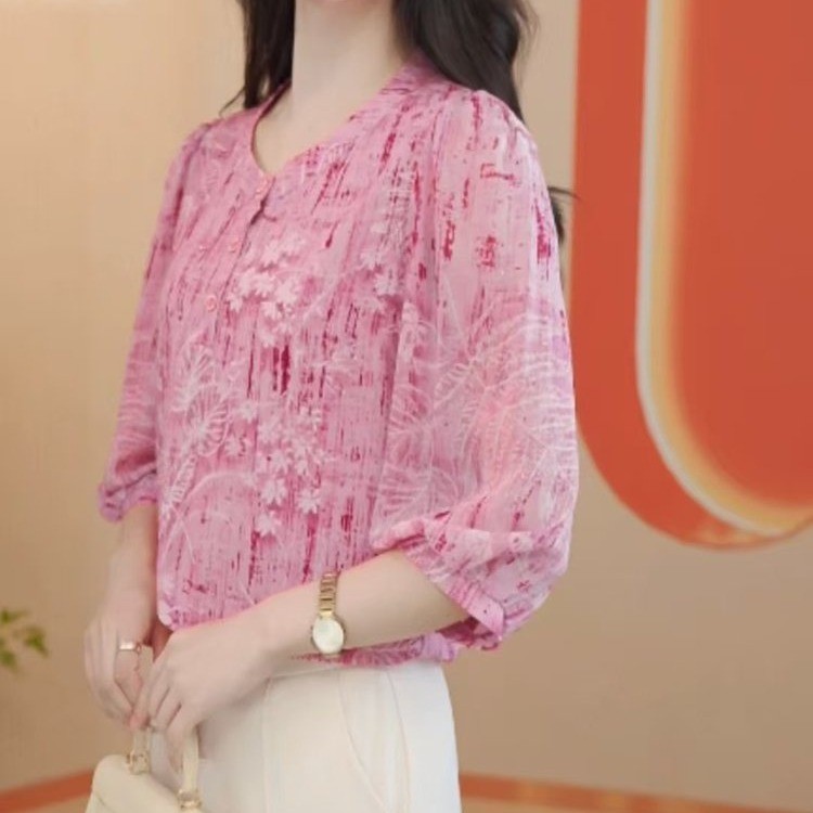 2026夏季新款雪紡衫顯瘦百搭上衣氣質時尚小衫高端時髦遮肚女上衣