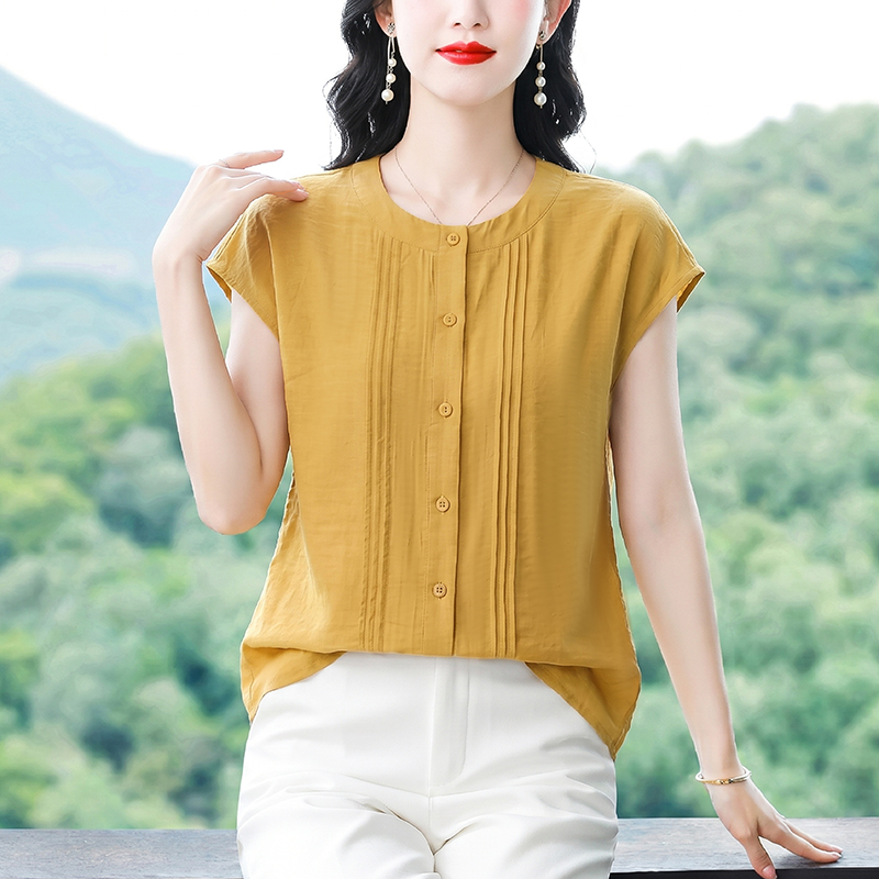 媽媽夏裝2026新款短袖雪紡小衫中老年女顯瘦T恤薄款洋氣寬松上衣