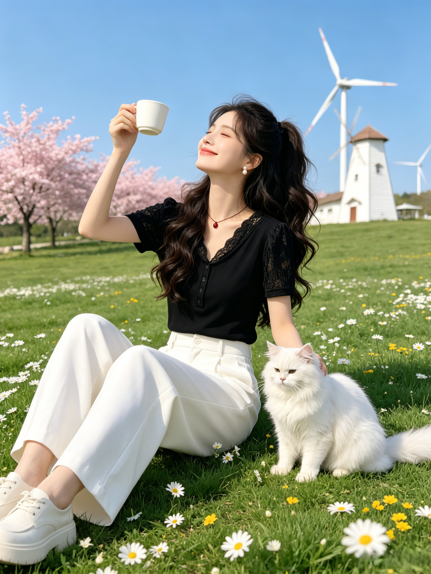 韓式時尚紐扣短袖T恤女2026新款夏季黑色修身蕾絲拼接V領氣質上衣