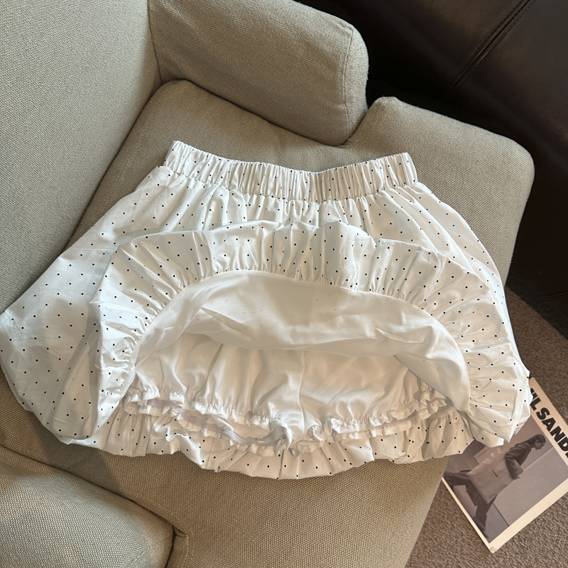 實拍花苞裙短裙女春夏季小個子波點半身裙春夏高腰云朵泡泡蓬蓬裙