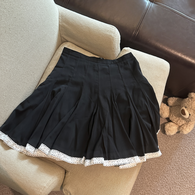 實拍 少女感蕾絲花邊半身裙女夏法式甜美高腰巨好看a字中裙