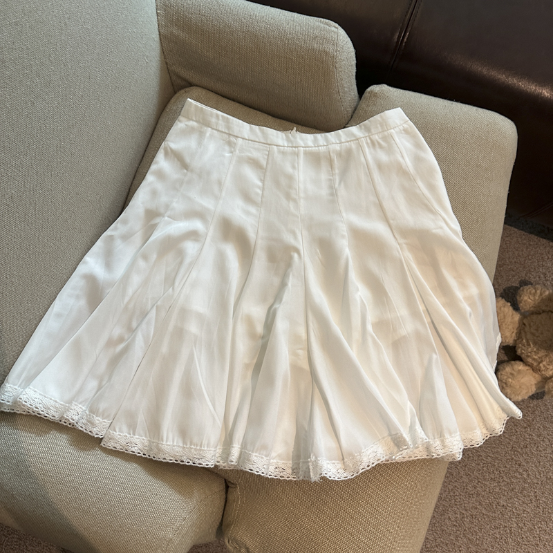 實拍 少女感蕾絲花邊半身裙女夏法式甜美高腰巨好看a字中裙