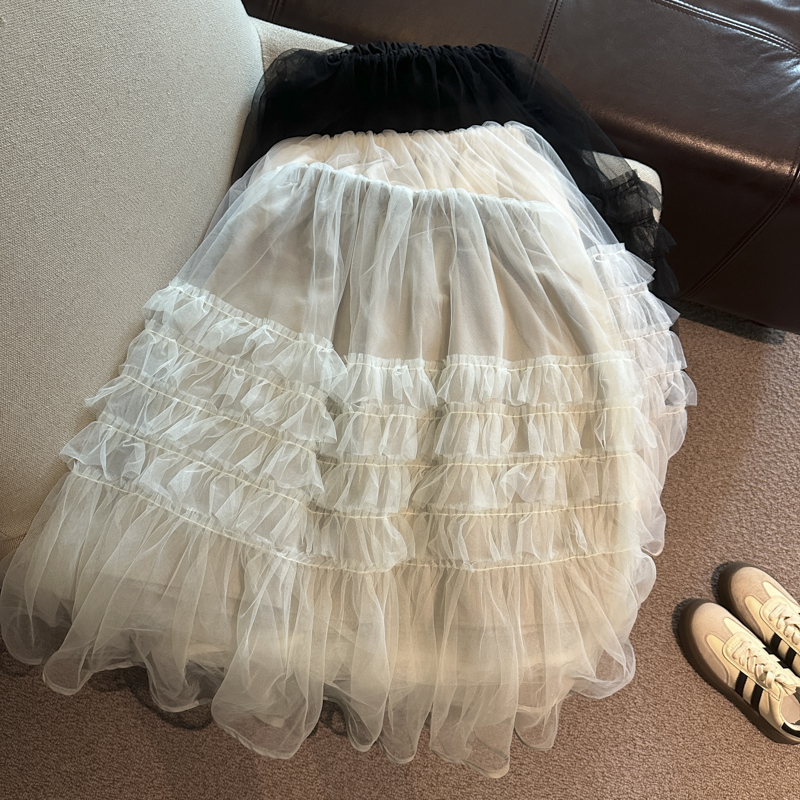 實拍 春夏韓系甜美設計感多層網紗蓬蓬蛋糕半身裙顯瘦中裙