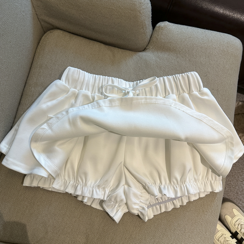實拍 緞面松緊腰半身裙A字裙女裝夏季辣妹風防走光蓬蓬裙短裙