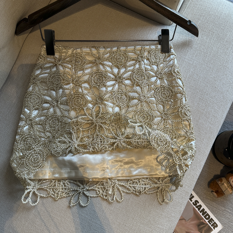 實拍 性感蕾絲刺繡半身裙女法式修身顯瘦溫柔氣質包臀短裙子