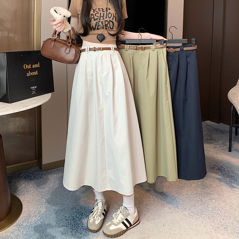 MY17521# 高腰韩版遮胯显瘦中长款洗水棉半身a字裙大摆伞裙女裝貨源服...