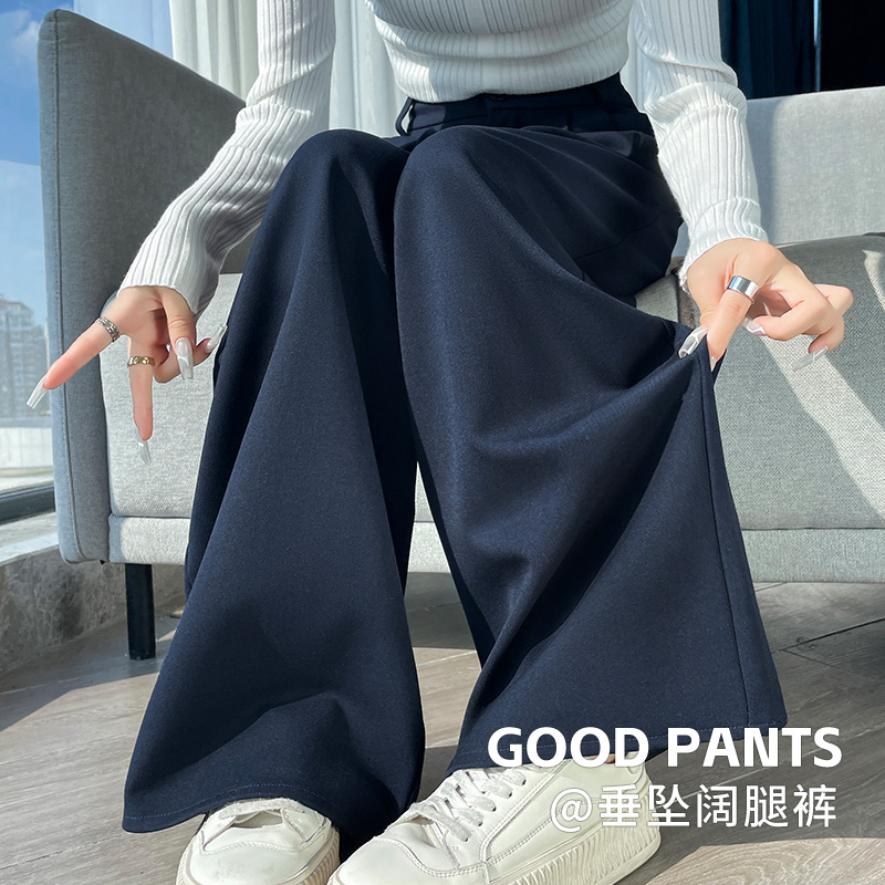 高級感闊腿褲女春夏2026新款高腰設計西裝褲寬松垂感休閑直筒褲子
