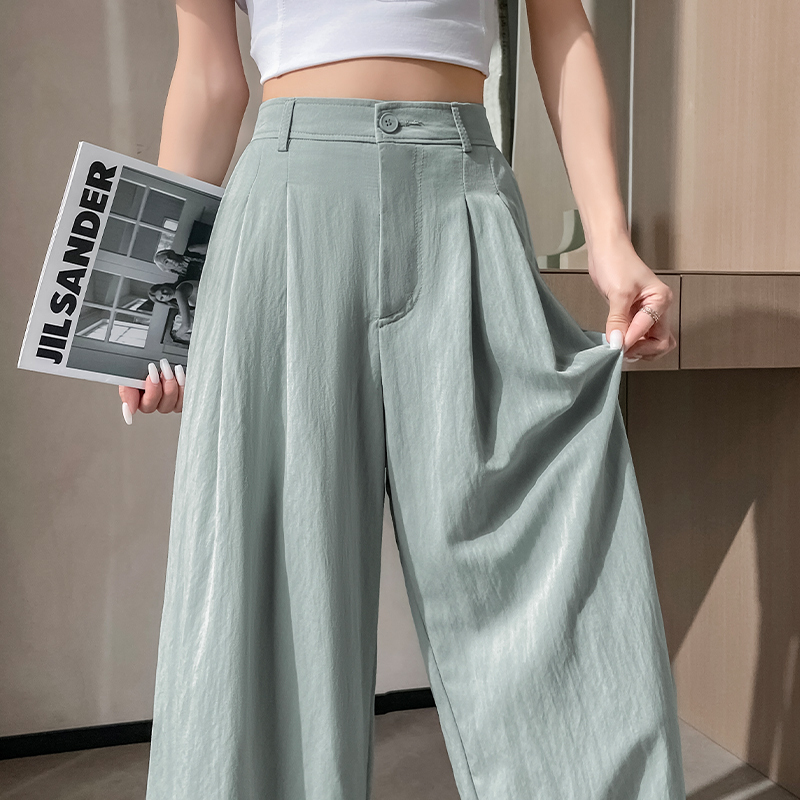 白色山本闊腿褲女2026夏日輕薄防曬空調褲高腰垂感寬松直筒西裝褲