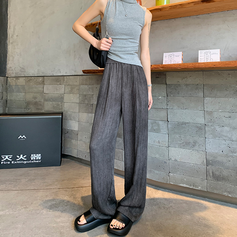 復古扎染棉麻褲女2026夏季新款冰絲休閑褲高腰垂感寬松山本闊腿褲