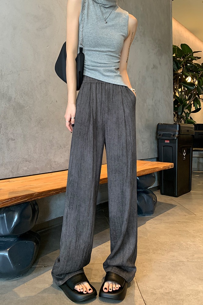 復古扎染棉麻褲女2026夏季新款冰絲休閑褲高腰垂感寬松山本闊腿褲