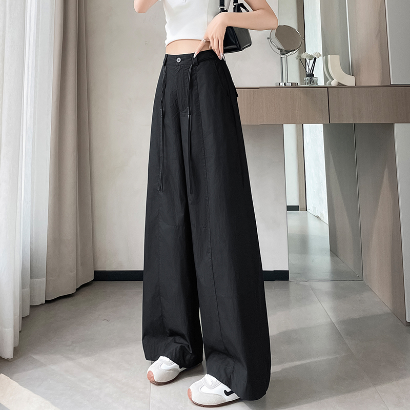 白色彎刀休閑褲女2026年夏日薄款防曬速干空氣褲寬松慵懶風闊腿褲