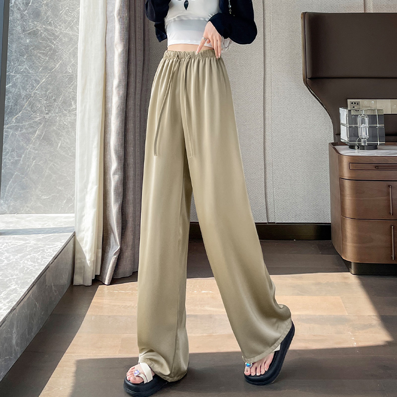 醋酸冰絲闊腿褲女2026夏季薄款緞面垂感防曬涼涼褲窄版直筒休閑褲