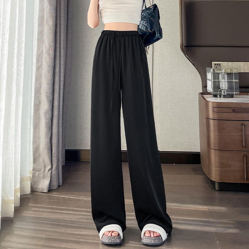 醋酸冰絲闊腿褲女2026夏季薄款緞面垂感防曬涼涼褲窄版直筒休閑褲