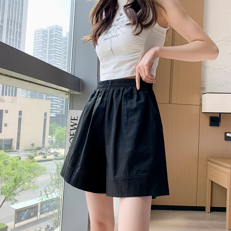 日系棉麻闊腿短褲女2026夏日薄款寬松高腰a字中褲休閑運動五分褲