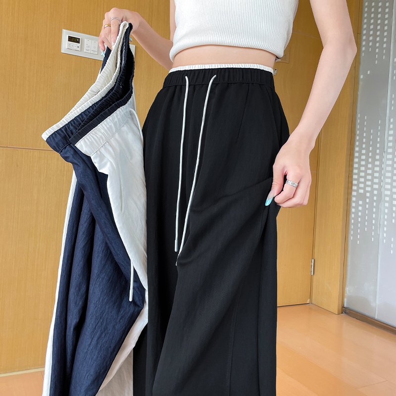 冰絲刀彎山本褲女夏季薄款2026新款垂感直筒慵懶松弛感闊腿休閑褲