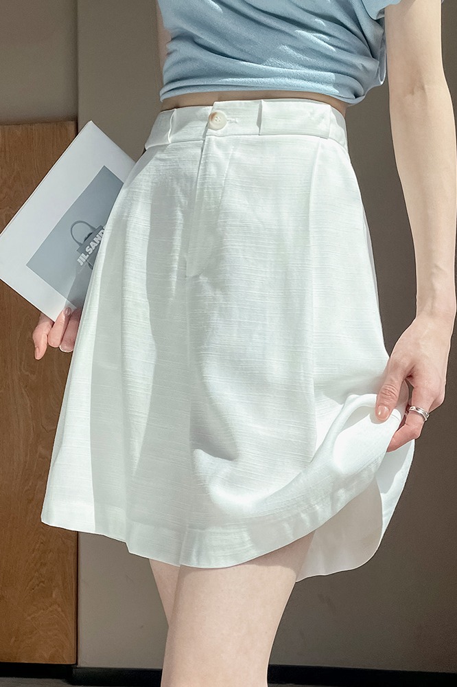 棉麻休閑短褲女夏季新款高腰顯瘦直筒褲小個子A字闊腿亞麻五分褲