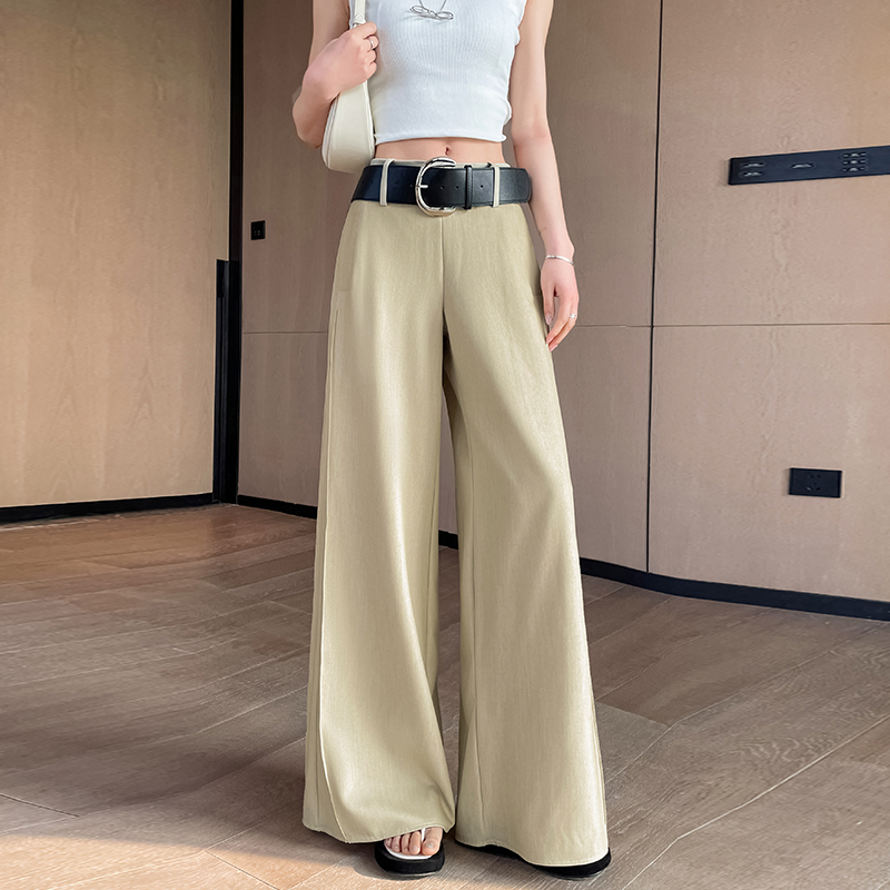 高腰西裝闊腿褲女夏季新款高級感寬松垂感直筒褲配腰帶時尚休閑褲
