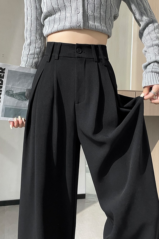 高級感西裝闊腿褲女2026春夏新款寬松高腰垂感時尚百搭直筒拖地褲