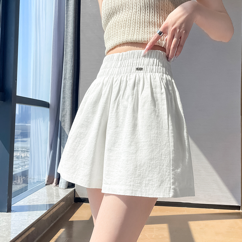 冰絲棉麻短褲女2026夏新款小個子百搭休閑褲松緊腰A字闊腿五分褲