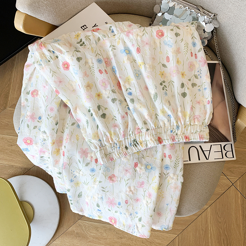 刺繡碎花半身裙女2025春夏季新款松緊腰拼接百搭A字裙