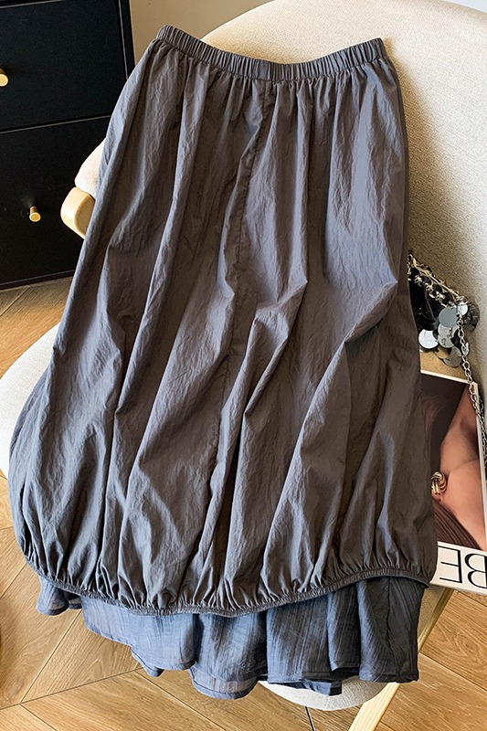 白色花苞裙半身裙女春夏2026新款高腰蓬蓬裙中長款泡泡裙子