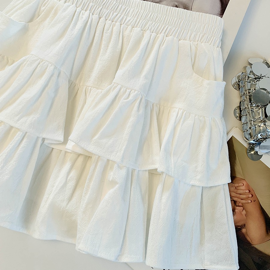 白色蛋糕裙女夏季2026年新款芭蕾風蓬蓬半身裙小個子高腰a字短裙