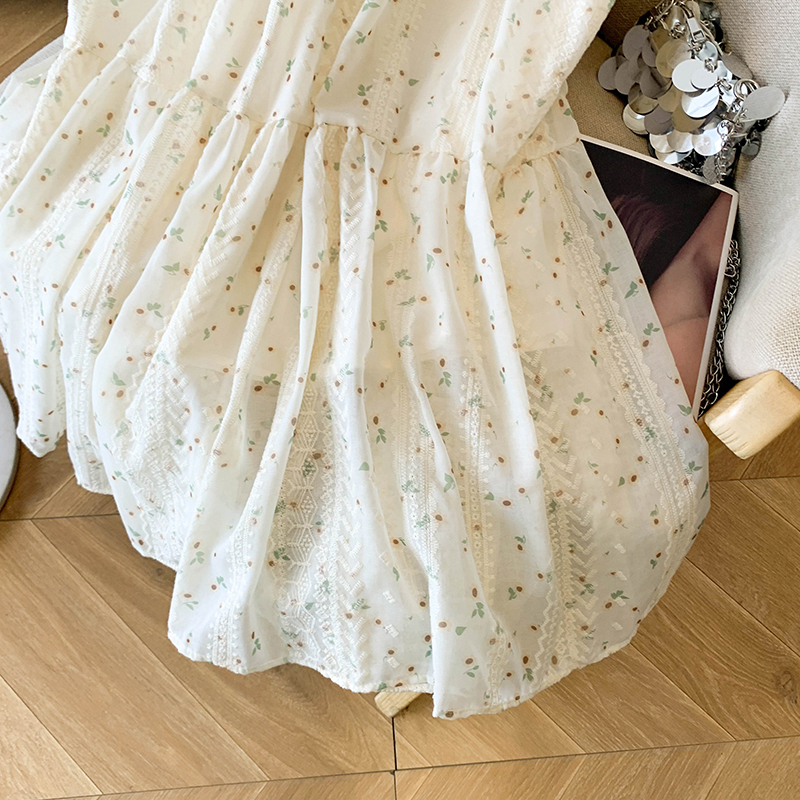 杏色碎花a字半身裙子女夏季2026年新款小個子高腰蛋糕長裙