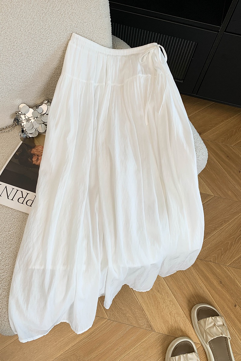法式溫柔風高腰A字半身裙女夏季2026新款百搭顯瘦中長裙大擺裙