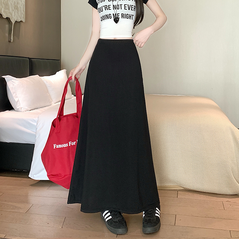 實拍灰色裙子高腰a字半身長裙女2025新款顯瘦氣質垂感包臀裙