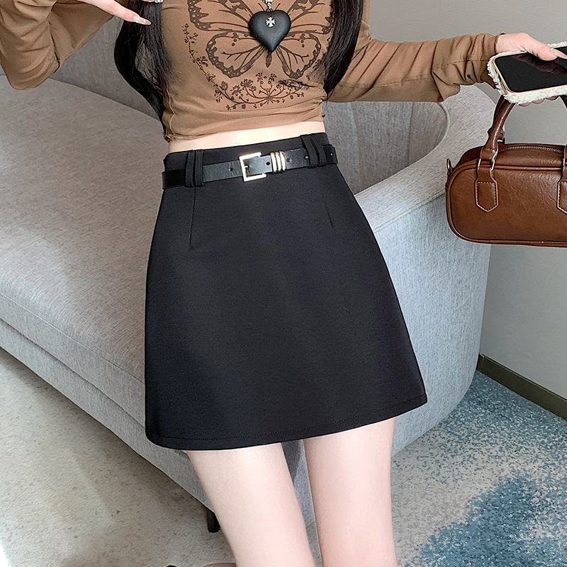 實拍半身裙2025秋冬新款小個子高腰顯瘦A字包臀防走光短裙女