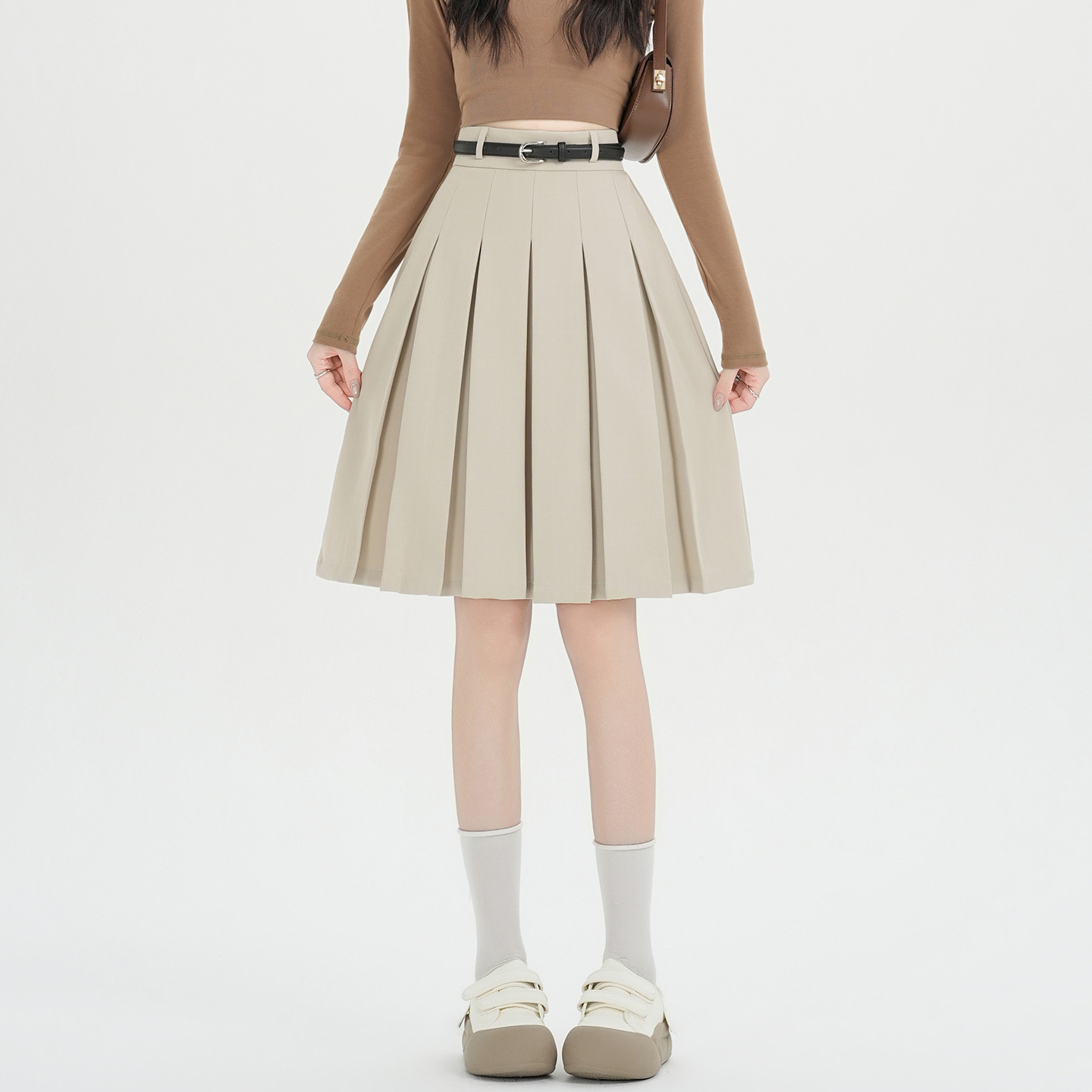 實拍灰色西裝百褶裙女2026春夏新款高腰顯瘦小個子jk半身裙子女
