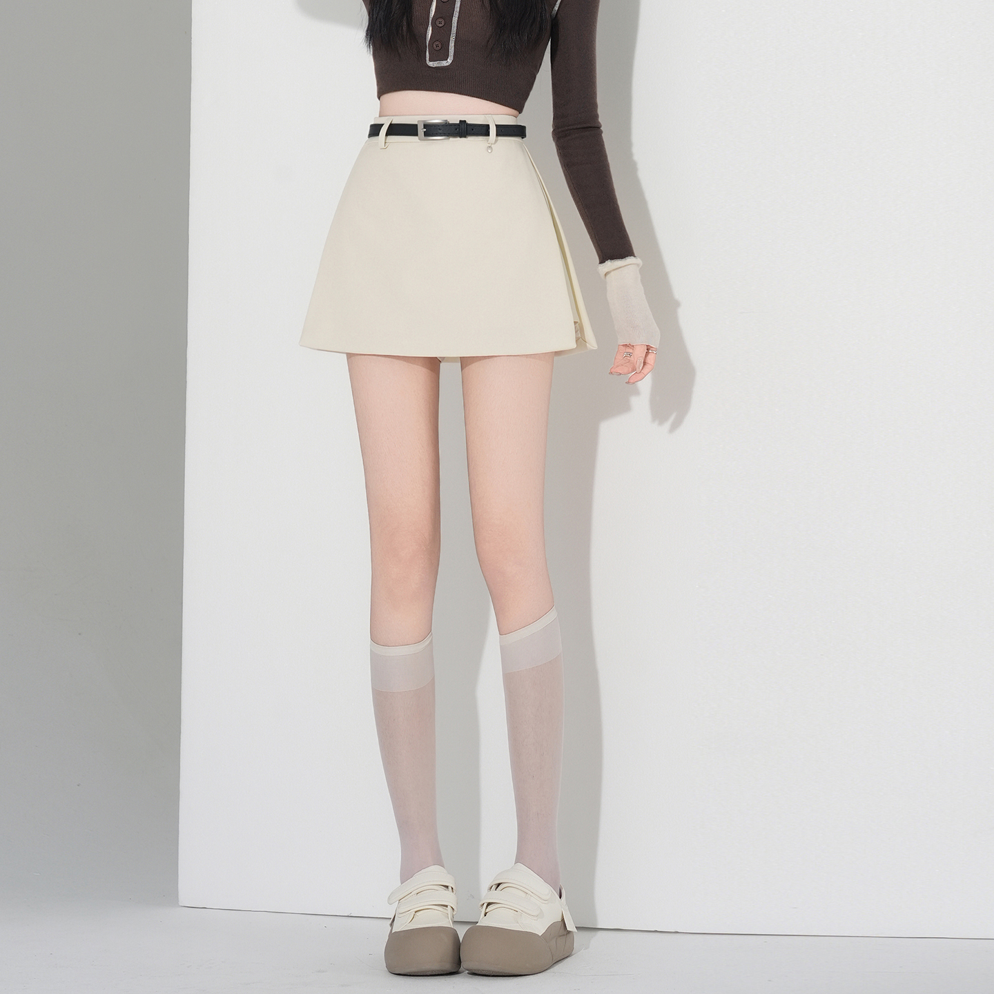 實拍灰色西裝半身裙女2026春夏新款側開叉高腰顯瘦短裙防走光裙褲