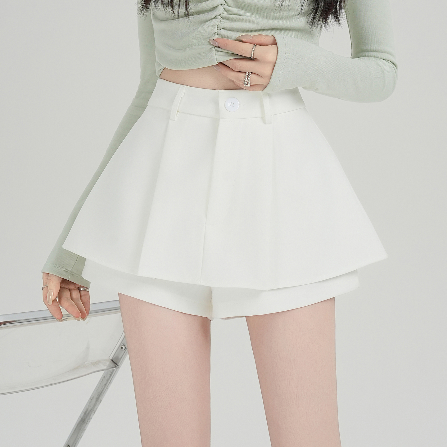 實拍西裝百褶半身裙女2026春夏新款高腰顯瘦a字短裙褲防走光裙子