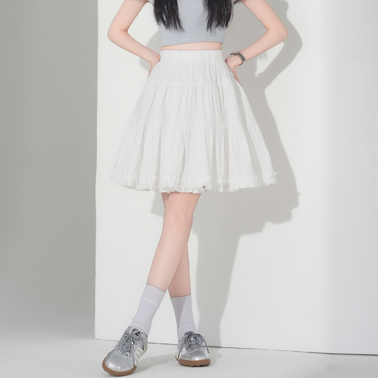 實拍白色花邊半身裙芭蕾風蓬蓬裙2026春夏新款A字仙女蛋糕裙短裙