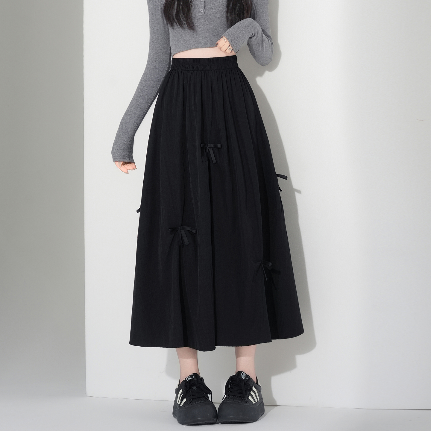 實拍白色半身裙女2026春夏新款高腰中長款設計感小眾顯瘦a字傘裙