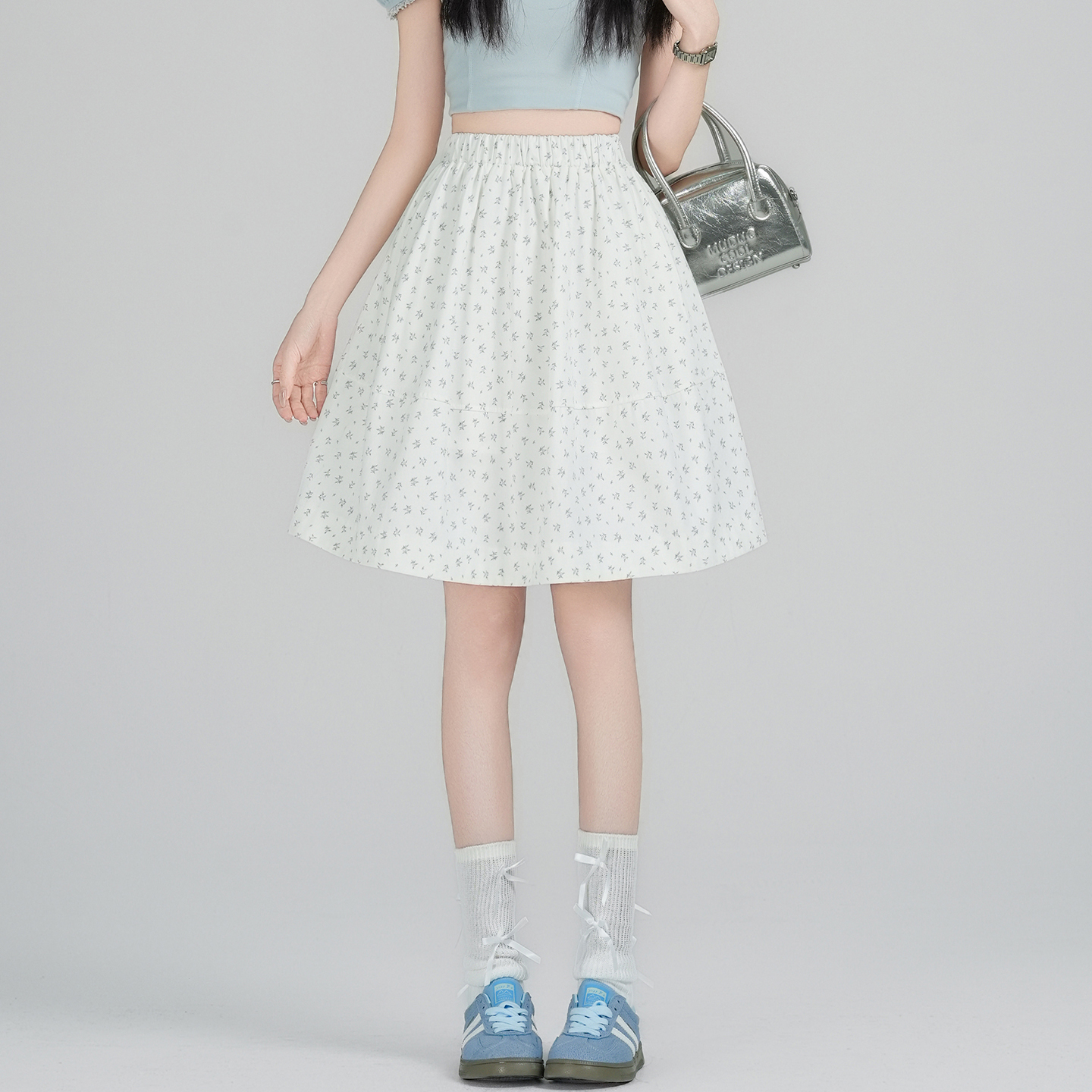 實拍碎花短裙女2026春夏新款中裙松緊腰高腰顯瘦a字蓬蓬半身裙女