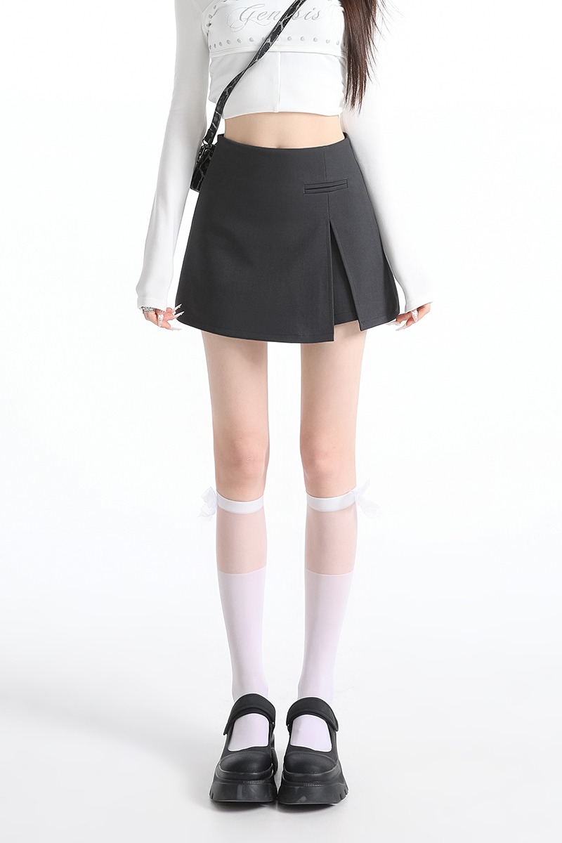 實拍灰色A字半身裙褲女2026春夏新款開叉包臀裙子高腰西裝短裙女