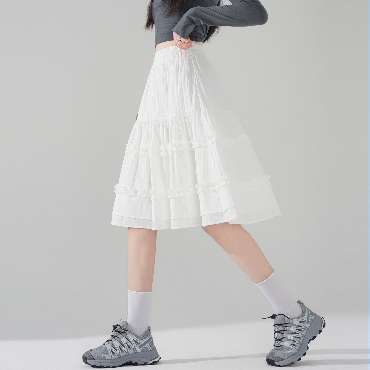 實拍芭蕾風白色花邊減齡半身裙女2026春夏季高腰顯瘦百搭蛋糕裙