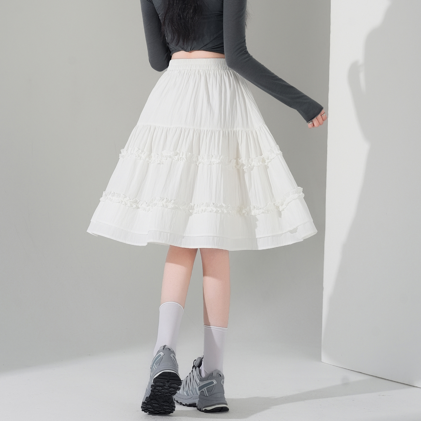 實拍芭蕾風白色花邊減齡半身裙女2026春夏季高腰顯瘦百搭蛋糕裙