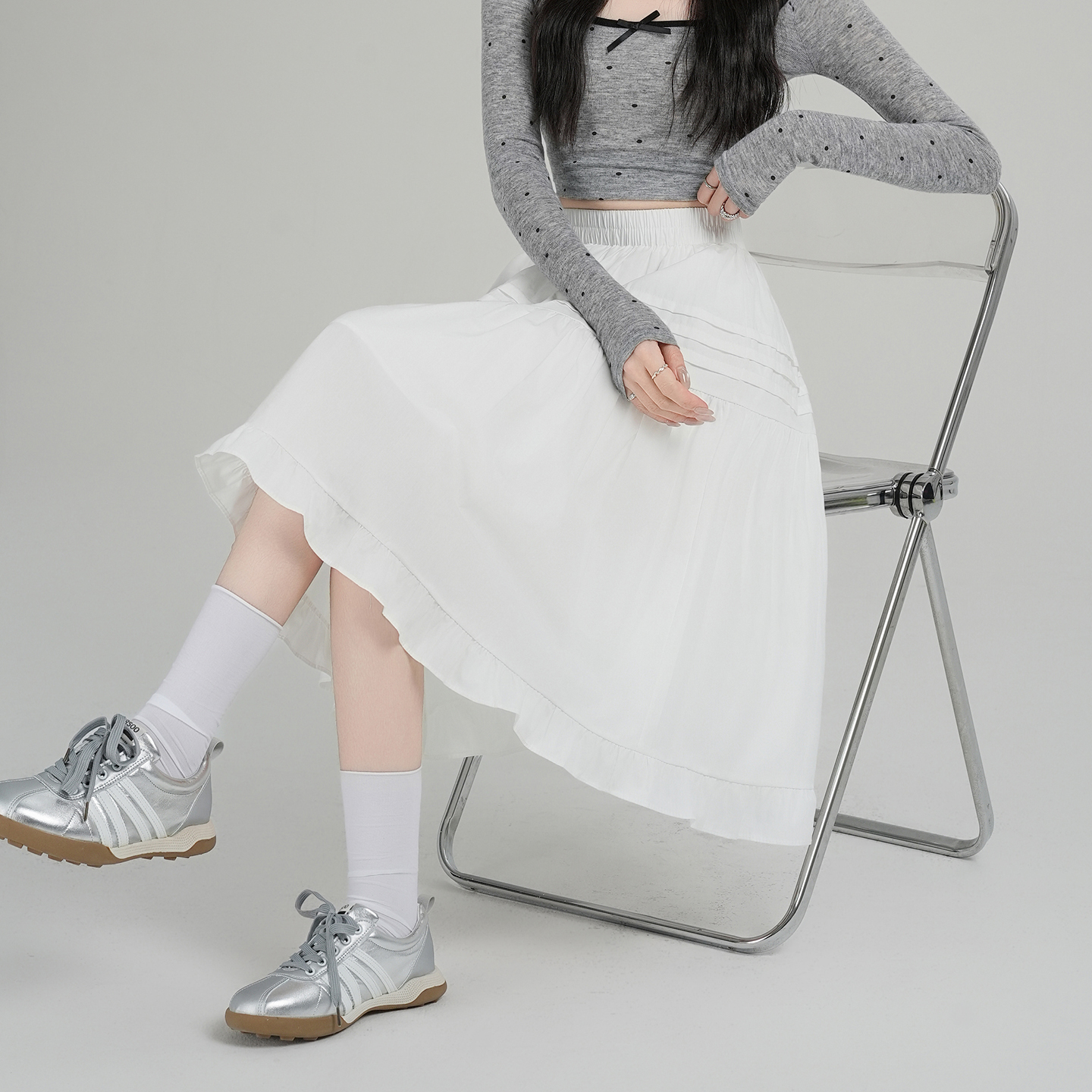 實拍白色花邊半身裙芭蕾風蓬蓬裙2026春夏新款A字仙女蛋糕裙短裙