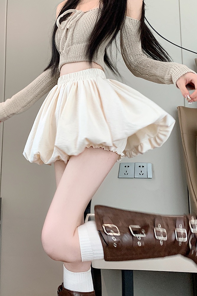 實拍2026春季新款純色氣質百搭半身裙女防走光顯瘦蛋糕裙花苞裙褲