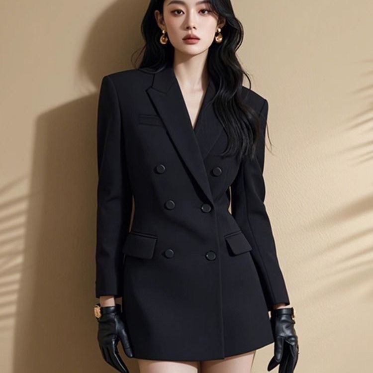 MY17273# 爆款设计感黑色西装连衣裙韩系收腰包臀显瘦百搭气质短裙女裝...