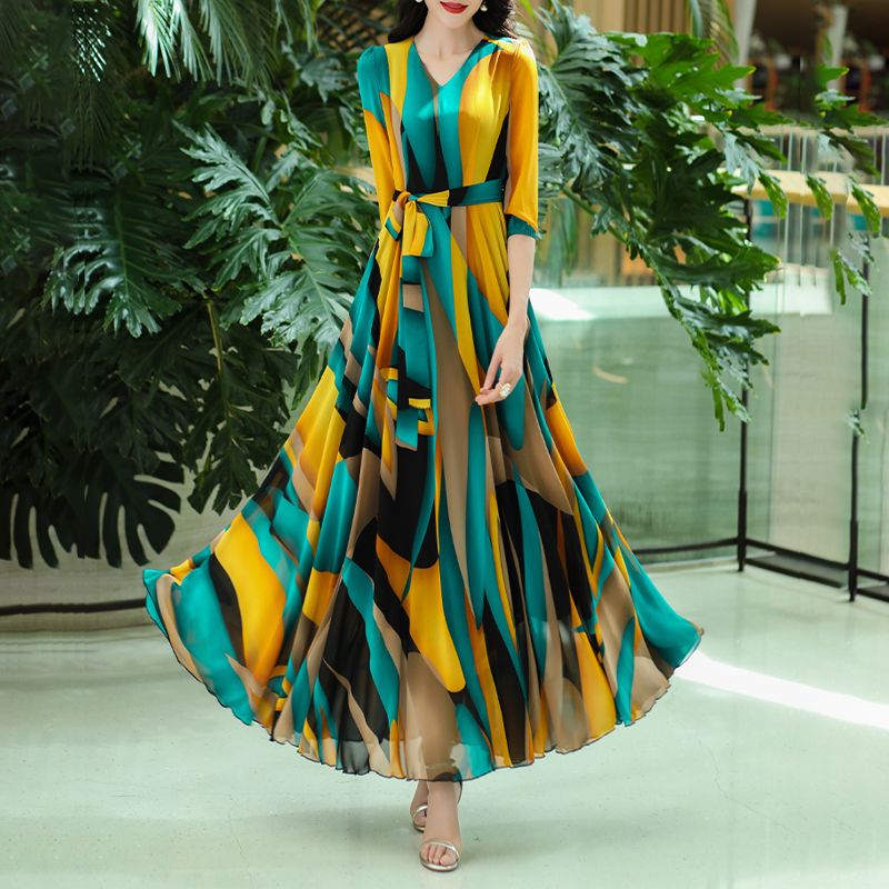 RY566# 2026夏季新款名媛气质高级感连衣裙沙滩度假收腰长裙子