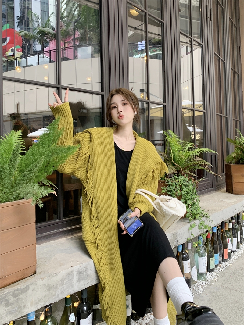 MY14776# 大码胖MM设计感奶呼呼软糯长款宽松韩系慵懒风外套女裝貨源服裝批發