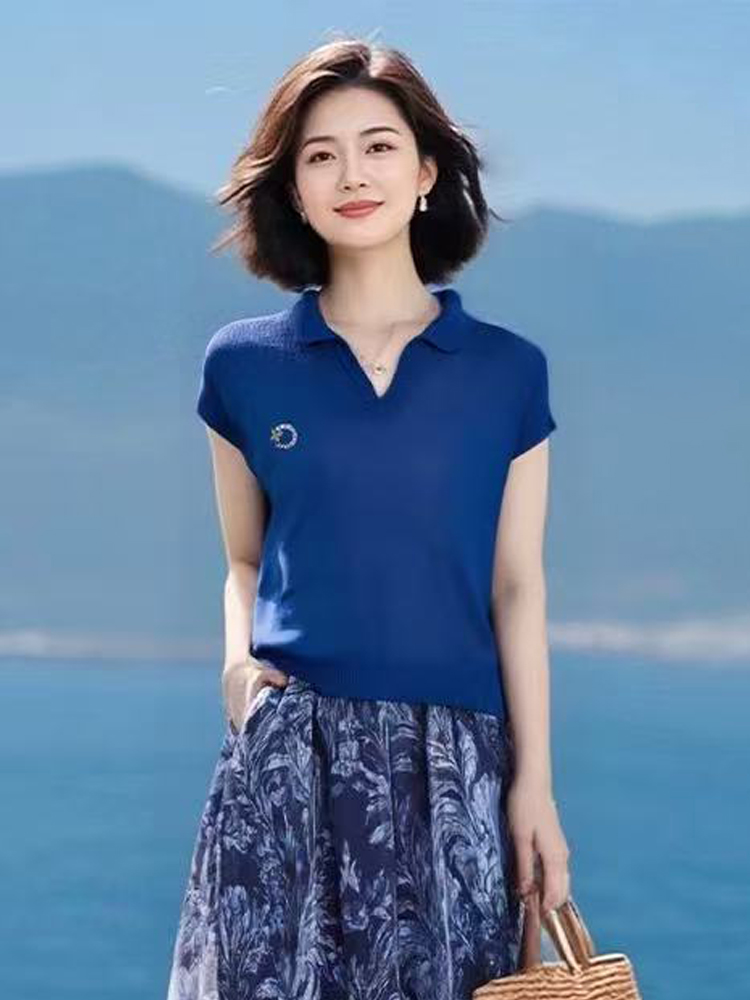 韓版超好看顯白翻領針織衫輕薄短袖漂亮小衫2026夏款柔軟減齡上衣