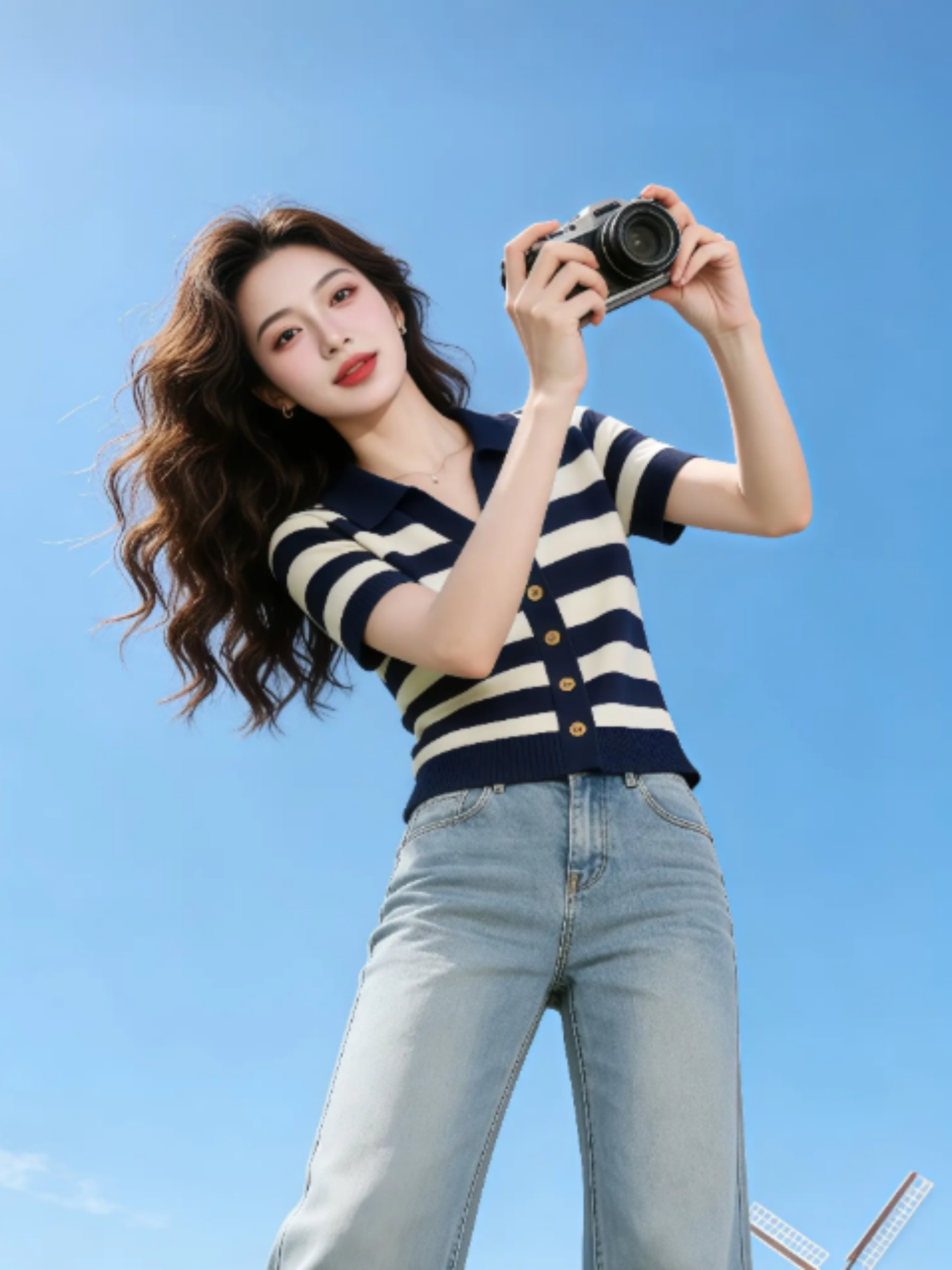 輕奢小眾條紋翻領短袖t恤女2026夏季新款時髦小衫氣質顯瘦上衣女
