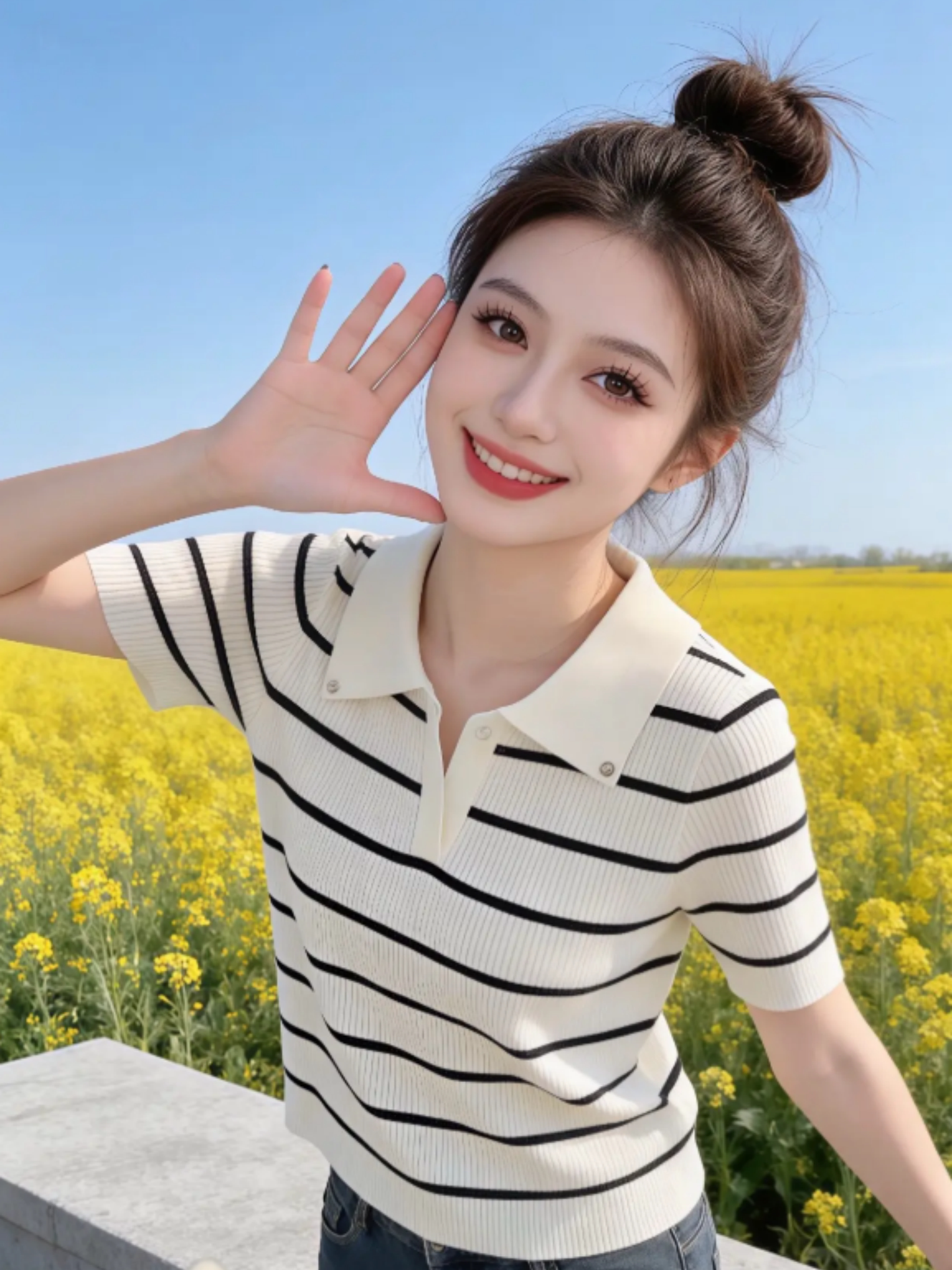 韓系條紋翻領短袖針織衫女2026夏季新款韓版時尚超好看穿搭上衣